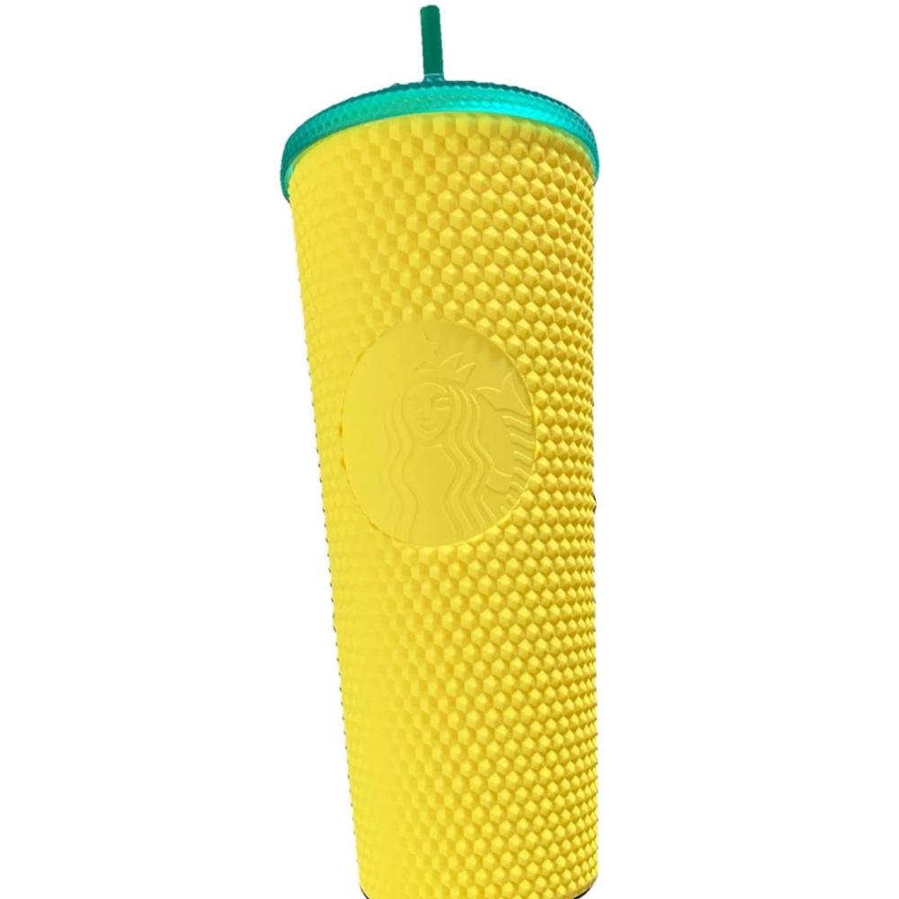 24oz STUDDED PINEAPPLE Tumbler Matte Yellow Double Wall Cup Starbucks Hawaii